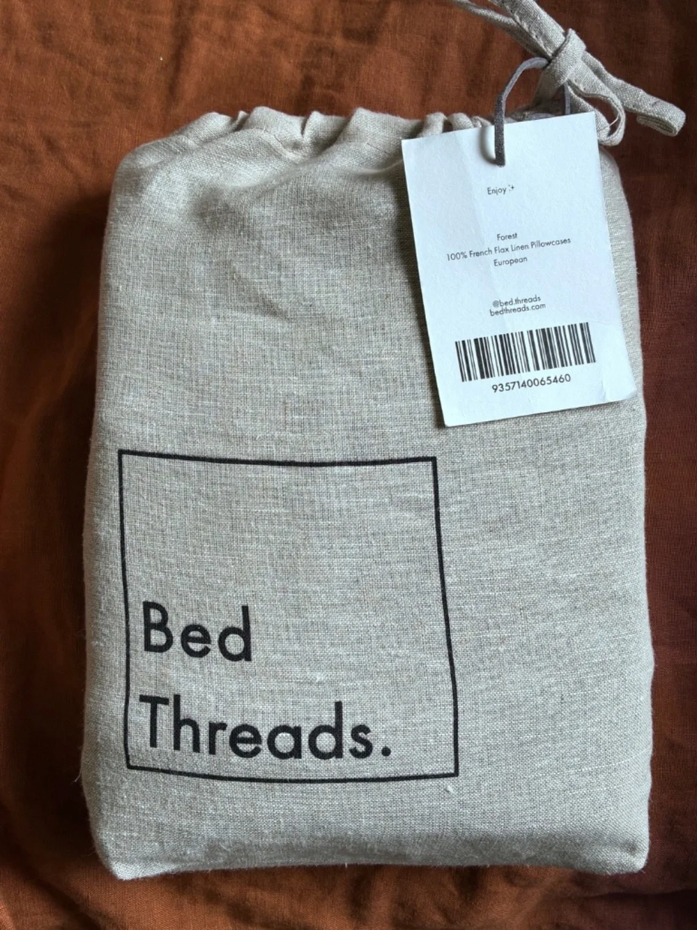 NWT Bed Threads 100% Flax Linen European Pillowcases Forest